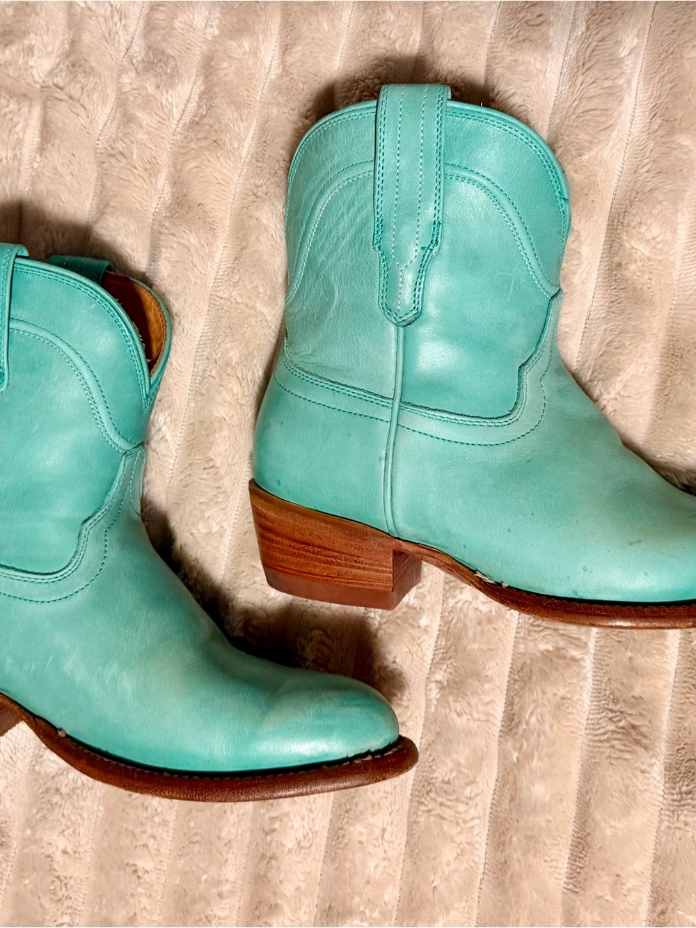RARE Tecovas The Penny Turquoise Leather Western Boots Discontinued 6.5 - Picture 2 of 8